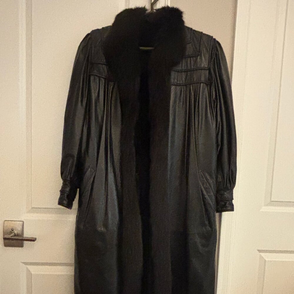 Vintage Leather & Fur Full Length Coat